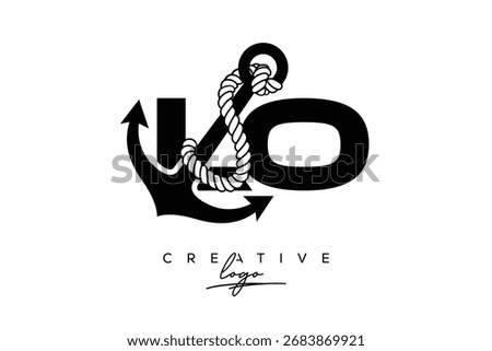 LO Creative Monogram Latter Logo with Anchor and Rope Design