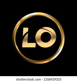 LO initial circle company logo gold black background
