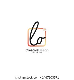 LO initial handwriting with color logo icon template vector.