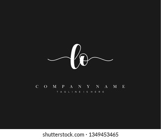 LO initial handwriting logo template with luxury color vector