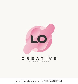 LO Initial Letter logo icon design template elements with wave colorful art.