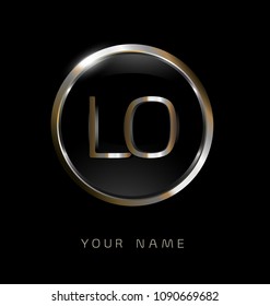 LO initial letters with circle elegant logo golden silver black background