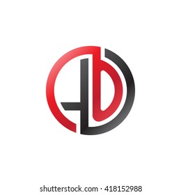 LO initial letters looping linked circle logo black red