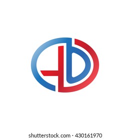 LO initial letters looping linked ellipse logo red blue