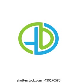 LO initial letters looping linked ellipse logo blue green