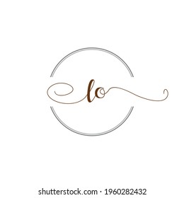 LO Initial Logo Handwriting template letter illustration