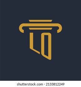 LO initial logo monogram with pillar icon design vector image