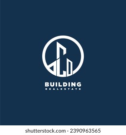 LO initial monogram building logo for real estate with creative circle style design