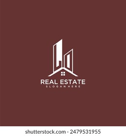 LO initial monogram building and roof logo for real estate