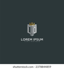 LO initial monogram for crown and shield logo design