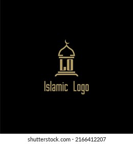 LO initial monogram for islamic logo with mosque icon design
