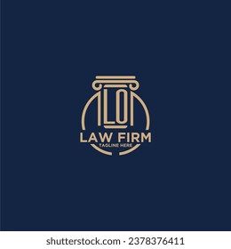 LO initial monogram for law firm with creative circle line