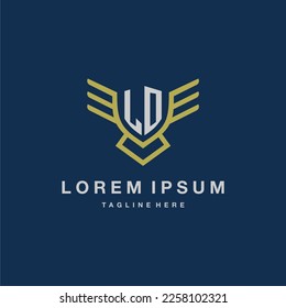 LO initial monogram logo for creative eagle line image vector design