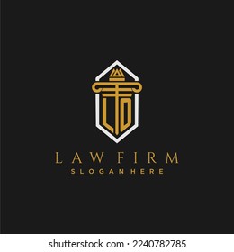 LO initial monogram logo for lawfirm with pillar in creative polygon design