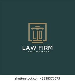 LO initial monogram logo for lawfirm with pillar design in creative square