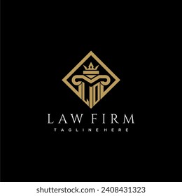 LO initial monogram logo for lawfirm with pillar in creative square design