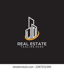 LO initial monogram logo for real estate with building style