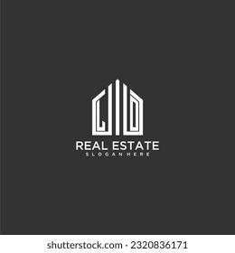 LO initial monogram logo for real estate with home shapes creative design