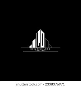 LO initial monogram logo for real estate with building style