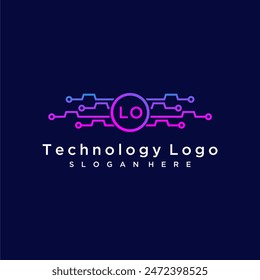 LO initial monogram for technology logo with circle style design