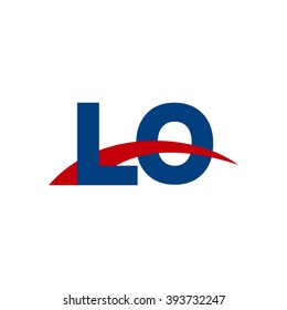 LO initial overlapping swoosh letter logo blue red