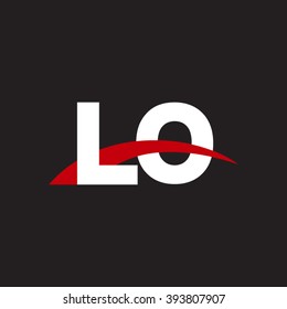 LO initial overlapping swoosh letter logo white red black background