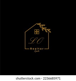 LO initial realtor logo for real estate with creative home design