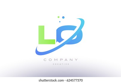 lo l o alphabet green blue swoosh letter company logo vector icon design template