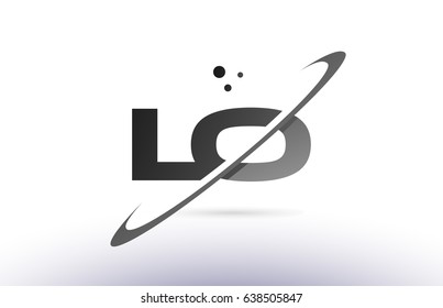 lo l o alphabet letter logo black white grey swoosh creative text dots company vector icon design template