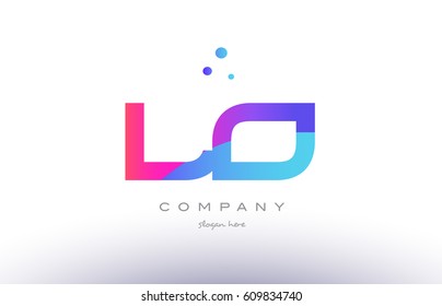 lo l o  creative pink purple blue modern dots creative alphabet gradient company letter logo design vector icon template