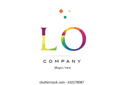 lo l o  creative rainbow colors colored alphabet company letter logo design vector icon template
