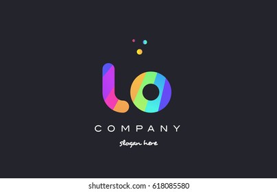 lo l o  creative rainbow green orange blue purple magenta pink artistic alphabet company letter logo design vector icon template