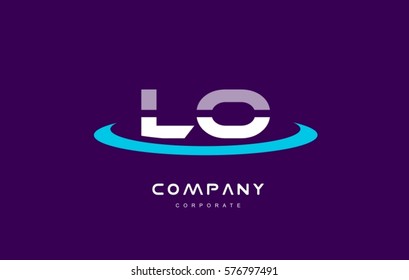 lo l o cyan magenta blue letter combination alphabet vector company logo icon sign design template 