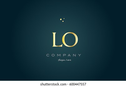 lo l o  gold golden luxury product metal metallic alphabet company letter logo design vector icon template green background