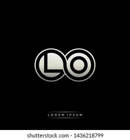 LO L O initial letter linked circle capital monogram logo modern template silver color edition