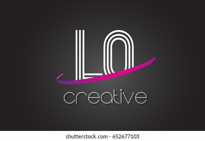 LO L O Letter Logo with Lines Design And Purple Swoosh Vector Letters Illustration.