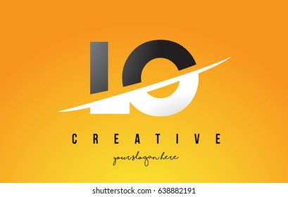 LO L O Letter Modern Logo Design with Swoosh Cutting the Middle Letters and Yellow Background.