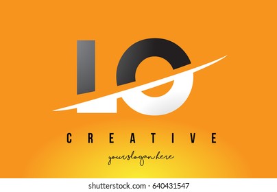 LO L O Letter Modern Logo Design with Swoosh Cutting the Middle Letters and Yellow Background.