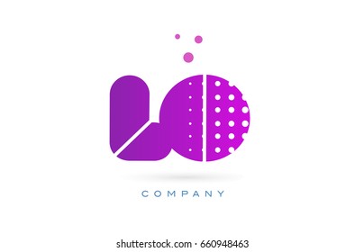 lo l o pink dots dotted letter logo alphabet creative company vector icon design template