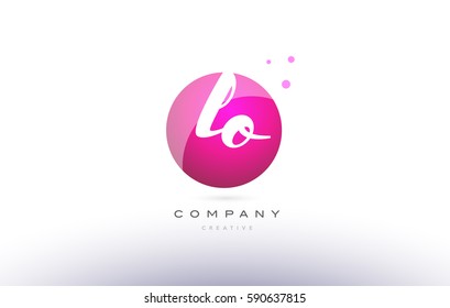 lo l o  sphere pink 3d alphabet company letter combination logo hand writting written design vector icon template 