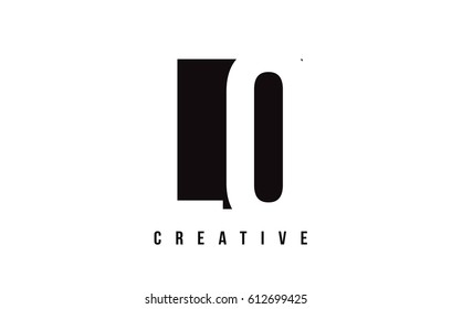 LO L O White Letter Logo Design with Black Square Vector Illustration Template.