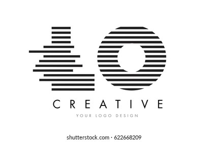 LO L O Zebra Letter Logo Design with Black and White Stripes Vector