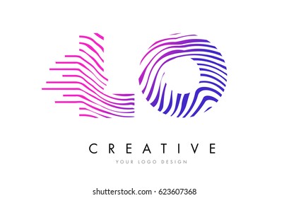 LO L O Zebra Letter Logo Design with Black and White Stripes Vector