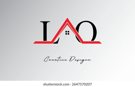 Logotipo de casa de carta LO - Monograma imobiliário criativo com ícone de telhado e forma de casa para propriedade, arquitetura e marca moderna
