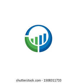 LO Letter with Increasing Graph Bar Statistic, Advisory Investment, Marketing Analytic Logo Design Vector