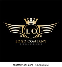 LO Letter Initial with Royal Wing Logo Template.