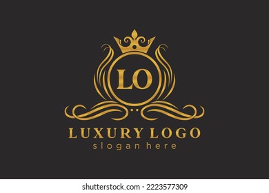 LO Letter Royal Luxury Logo template in vector art for Restaurant, Royalty, Boutique, Cafe, Hotel, Heraldic, Jewelry, Fashion and other vector illustration.
