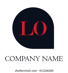 LO Letters red , Abstract black background logo, Design identity in shape, Alphabet letter