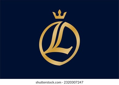 LO logo design, letter, monogram, icon, symbol, initials. Combination of L and O letter in luxurious style with crown symbol above. Suitable for jewelry store, fashion brand etc.