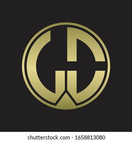 LO Logo monogram circle with piece ribbon style on gold colors